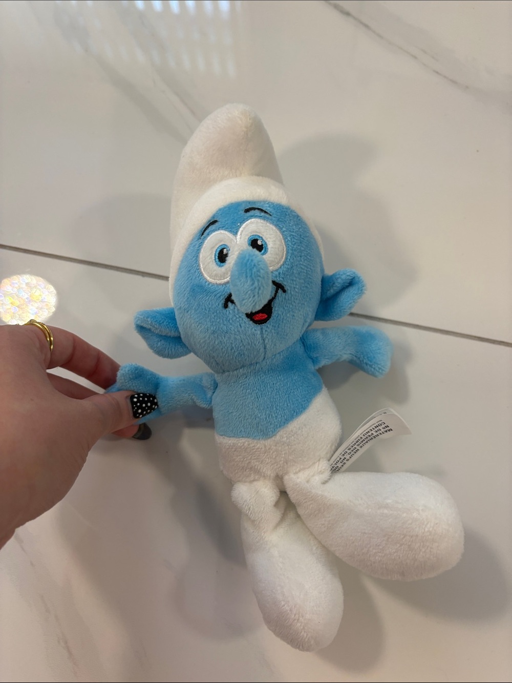Blue & White Smurf Plush Stuffed Toy - Soft Cuddly Character